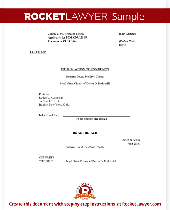 Sample New York Name Change Petition and Order Form Template Sample New York Name Change Petition and Order Form Template
