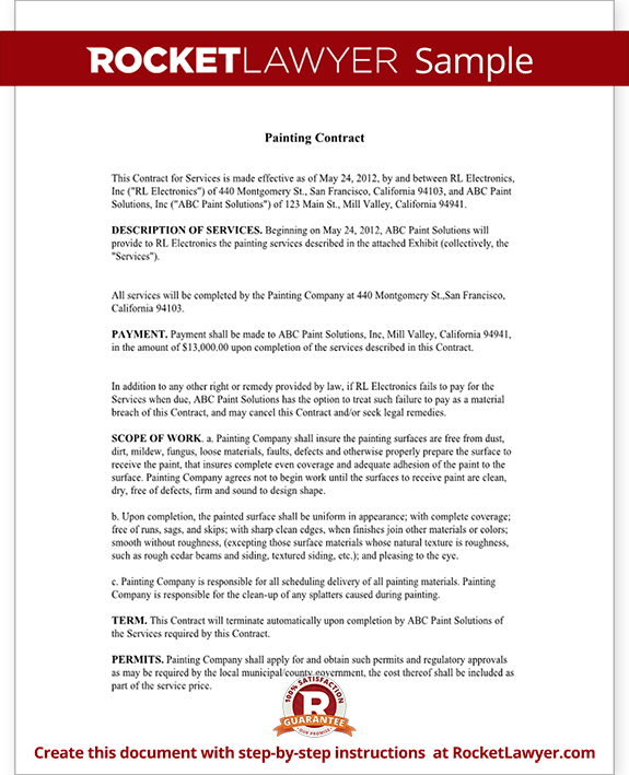 Sample Painting Contract Template Sample Painting Contract Template