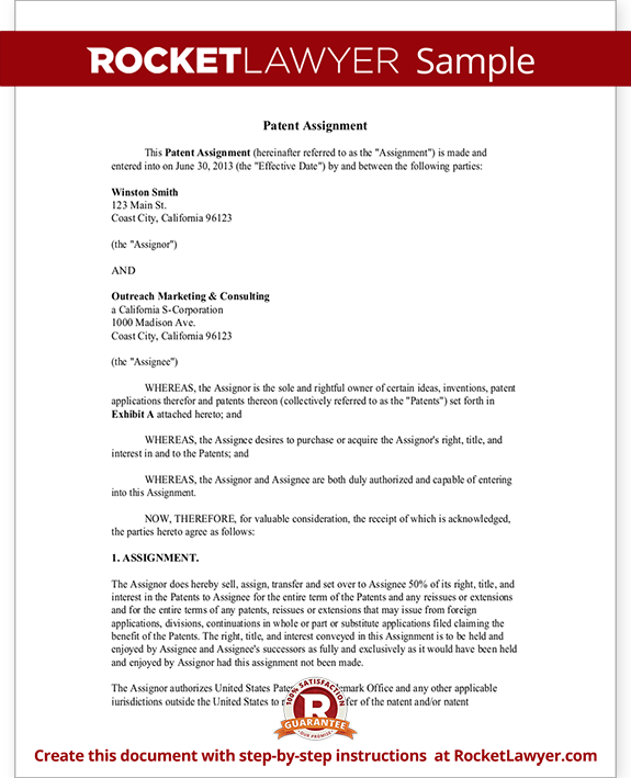 confirmatory patent assignment form