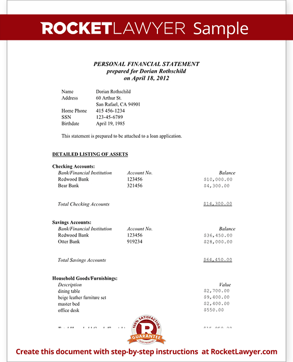 Blank personal financial statement sba