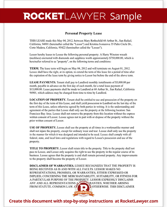 rental of personal property form personal property lease template for a promissory note on a personal loan