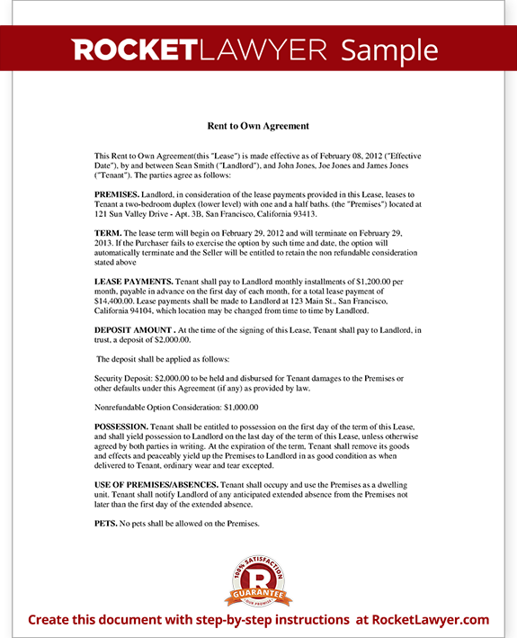 contract lease forms purchase