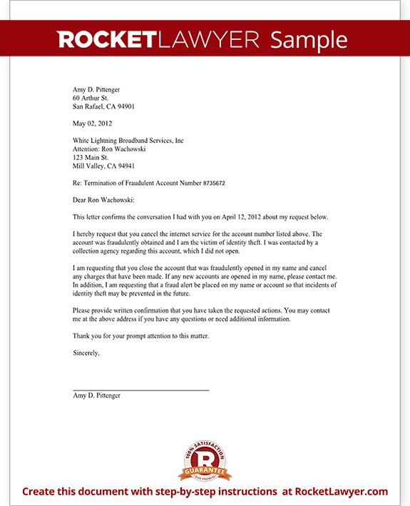 Request to Cancel Unauthorized Internet Service Form Template Request to Cancel Unauthorized Internet Service Form Template