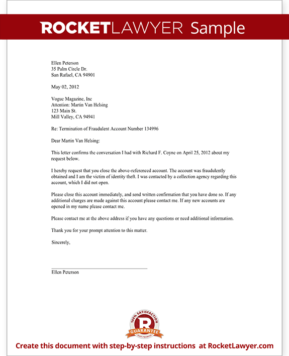 closing account request letter request to an unauthorized account letter template closing account request letter request to an unauthorized account letter template