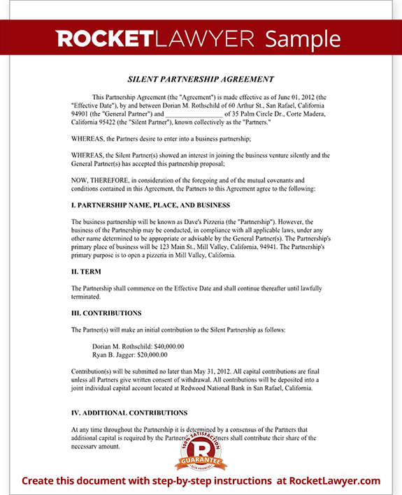 Silent Partnership Agreement Template (with Sample)