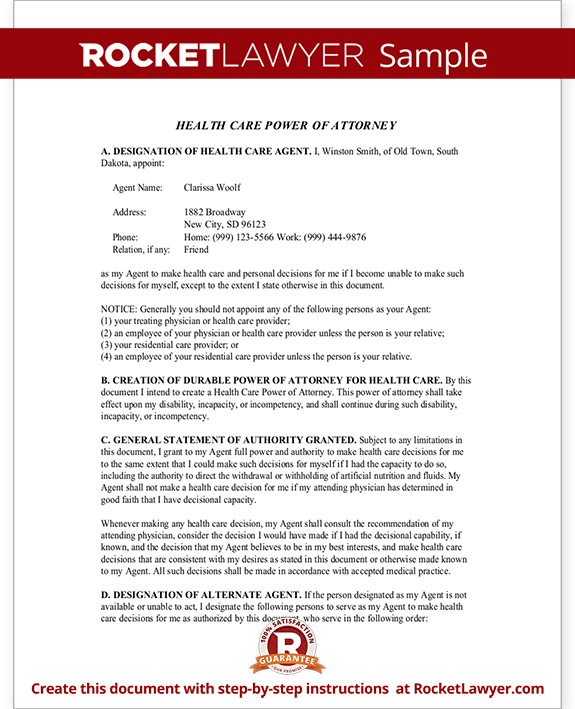 South Dakota Healthcare Power of Attorney Form Template South Dakota Healthcare Power of Attorney Form Template