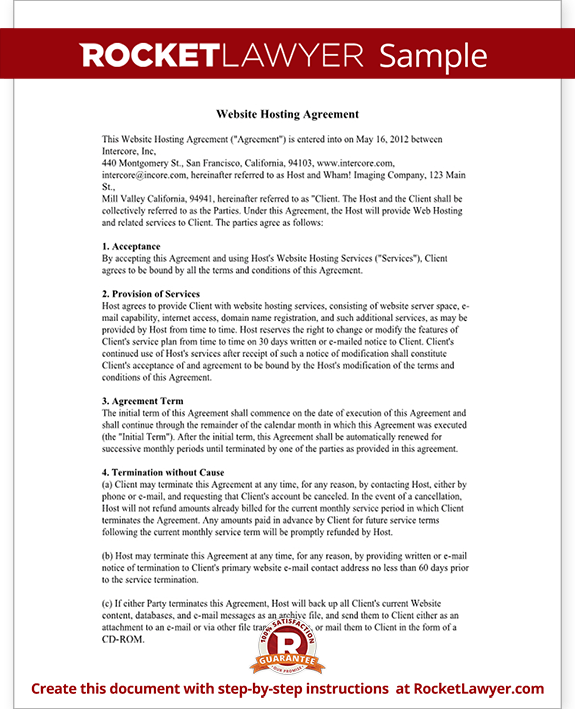 Web Hosting Agreement Template Website Hosting Contract (with Sample)