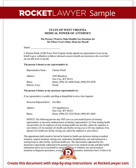 Sample West Virginia Health Care Power of Attorney Form Template Sample West Virginia Health Care Power of Attorney Form Template