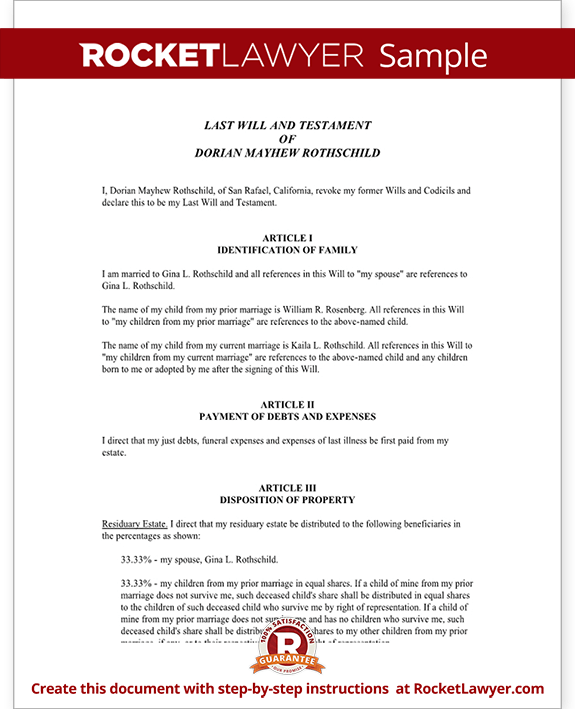 Will - Remarried with Adult Children Form Template Will - Remarried with Adult Children Form Template