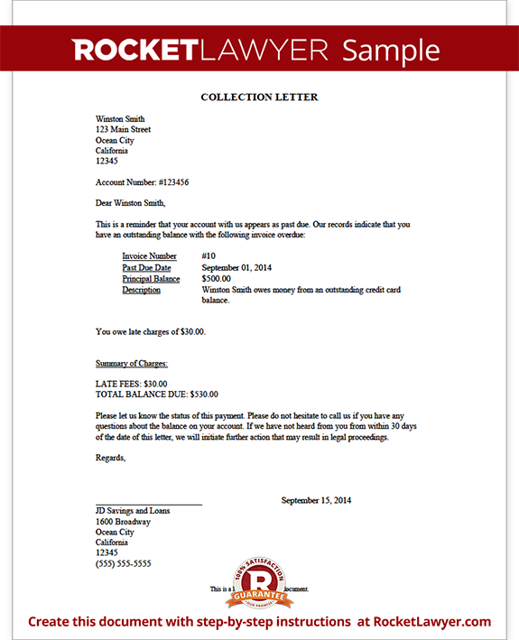 Collection Letter - Sample Collection Letter Template