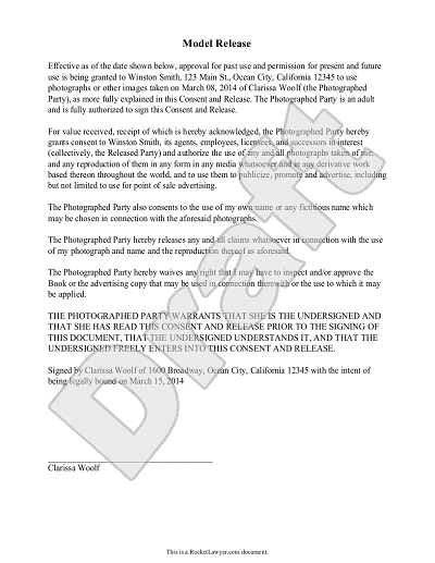 Model Release Form Start your Bill of Sale
