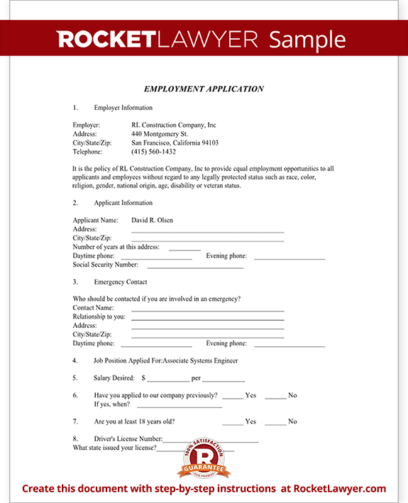 Sample Employment Application Form Template Sample Employment Application Form Template