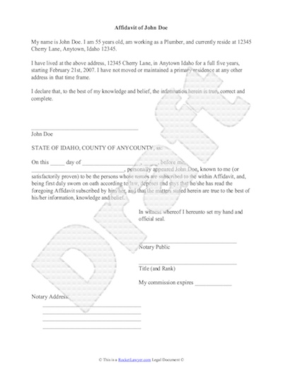 Affidavit Of Child Support Sample Letter from www.rocketlawyer.com