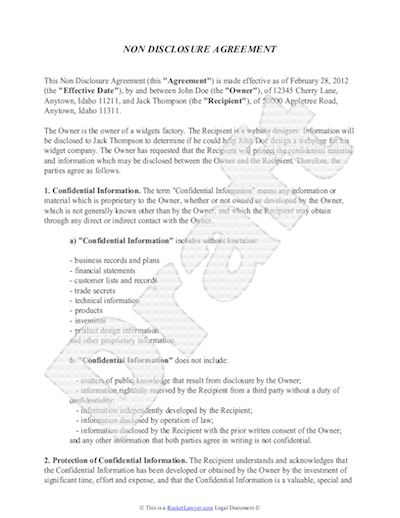 Non Disclosure Agreement Template