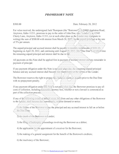 Promissory Note Template