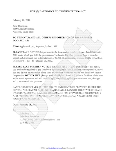 Sample Of Eviction Letter from www.rocketlawyer.com