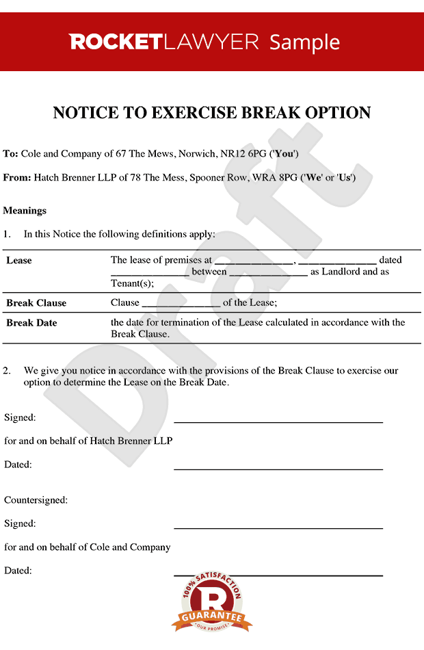 Notice to Break Clause - Tenancy Break Clause - Evict 