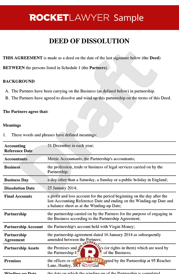 Dissolution of Partnership Deed - Partnership Dissolution