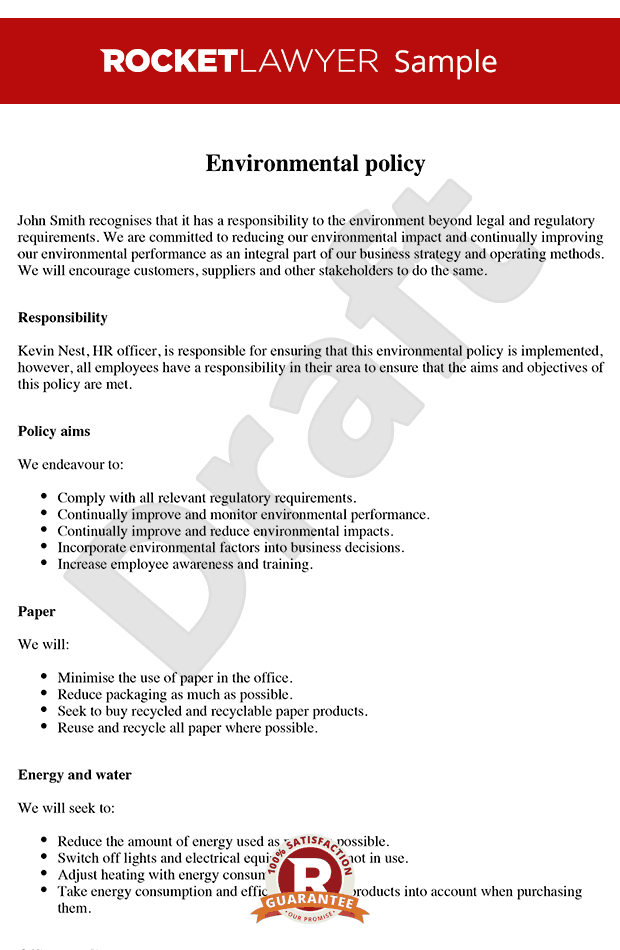 Environmental Policy Environmental Statement