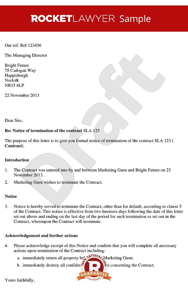 Contract Termination Letter - Create a Letter a Ending 