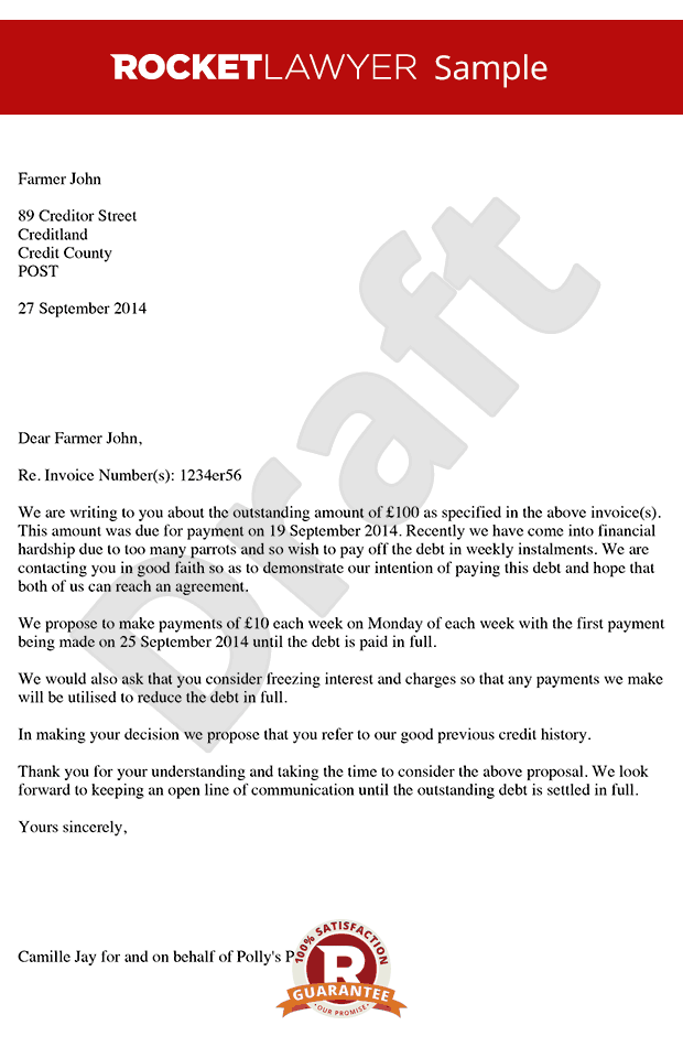 Letter Proposing for Payment in Instalments - Payment Plan 