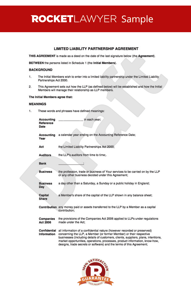Llp Agreement Template
