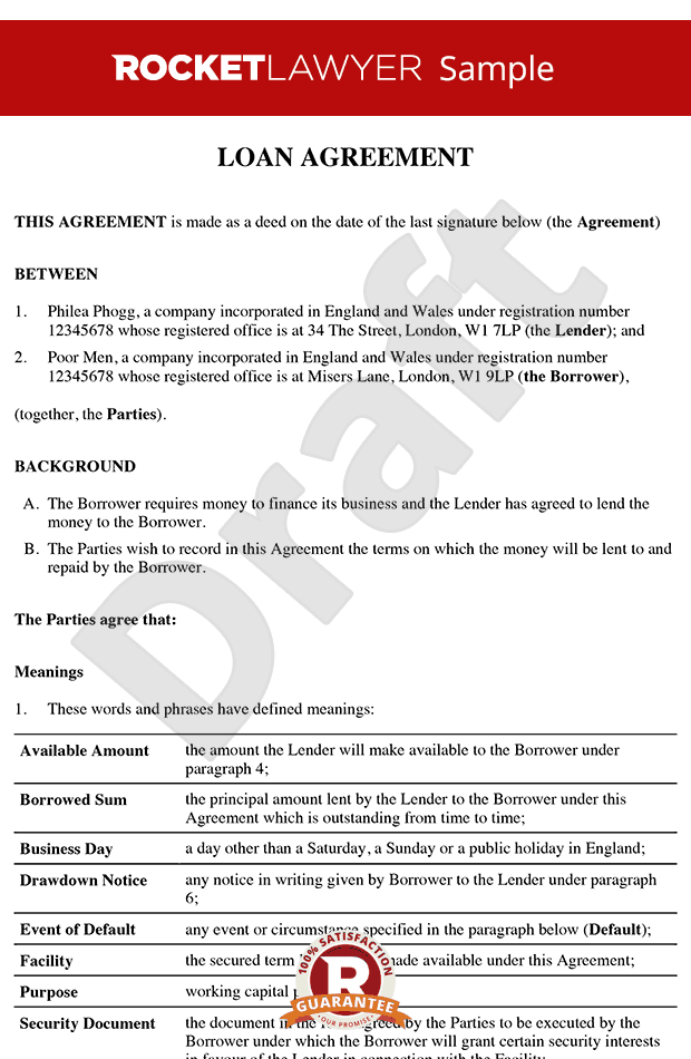 Loan Agreement - Loan Contract - Loan Agreement Template