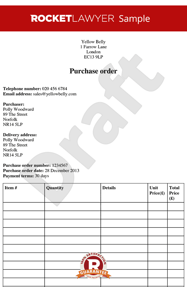 purchase order template