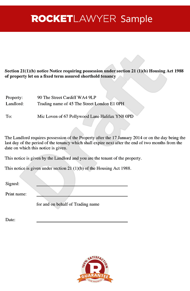 Printable Section 21 Notice Template Printable Templates