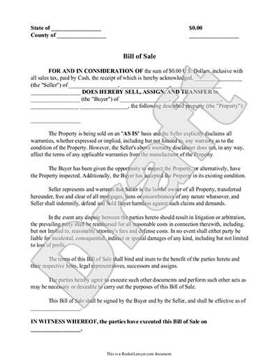 Template Of Bill Of Sale For Vehicle from www.rocketlawyer.com