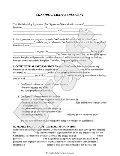 Confidentiality statements in business plan