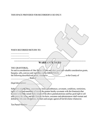 sellers form as warranty is