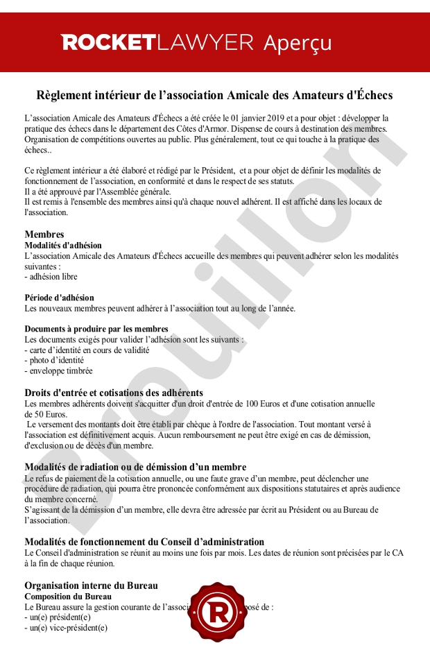 Règlement intérieur association  Modèle gratuit (2020)