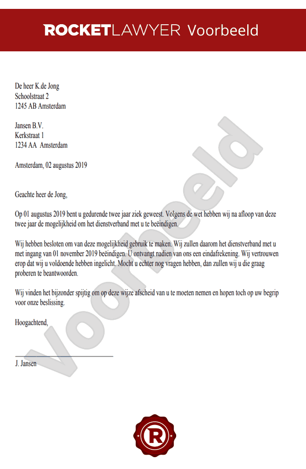 Brief Ontslag Na Twee Jaar Ziekte Opstellen Gratis