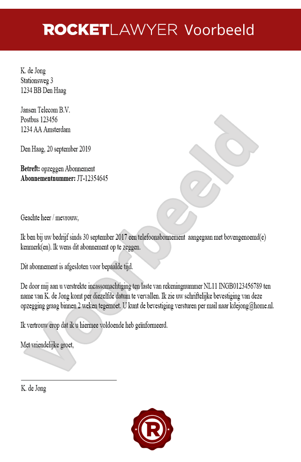 Brief Abonnement Opzeggen Opstellen  Gratis