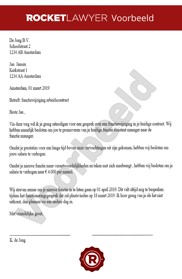 Brief Functiewijziging Opstellen l Makkelijk en Snel