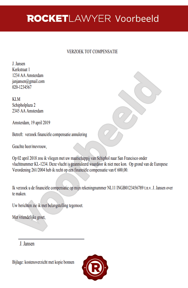 Verzoek Vergoeding Vertraging Vlucht Opstellen  Gratis