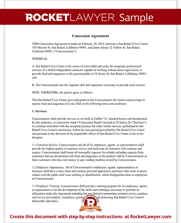 Concession Agreement Form with Sample