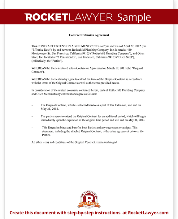 Sample Contract Extension Agreement Form Template