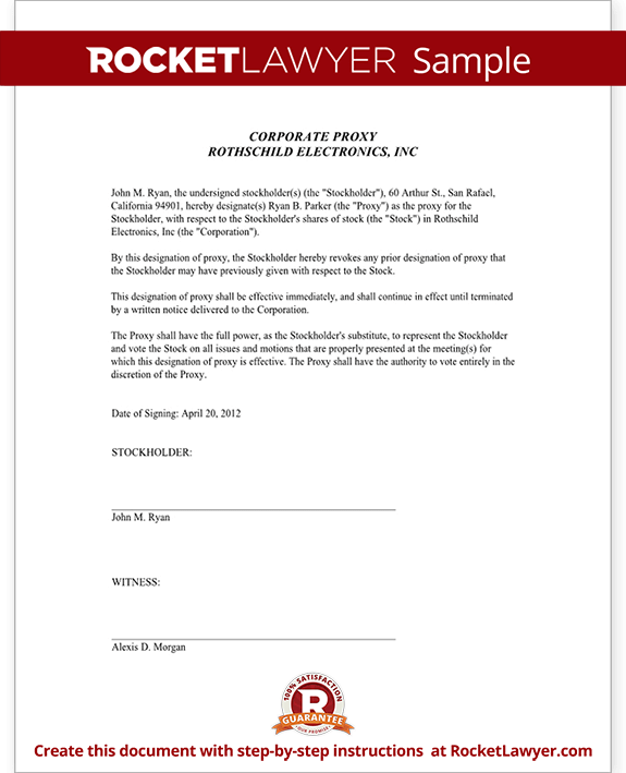 Corporate Proxy Document Form with Sample