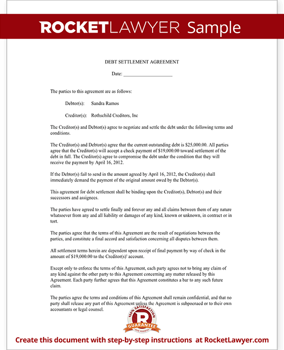 Debt Settlement Letter Settlement Letter Sample Rocket Lawyer Debt Settlement Letter Settlement Letter Sample Rocket Lawyer