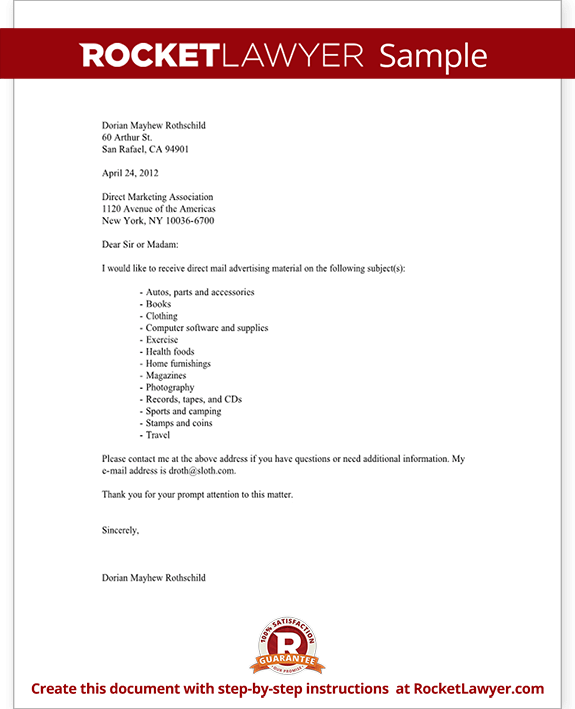 Direct Mail Advertising Request Letter (with Sample)