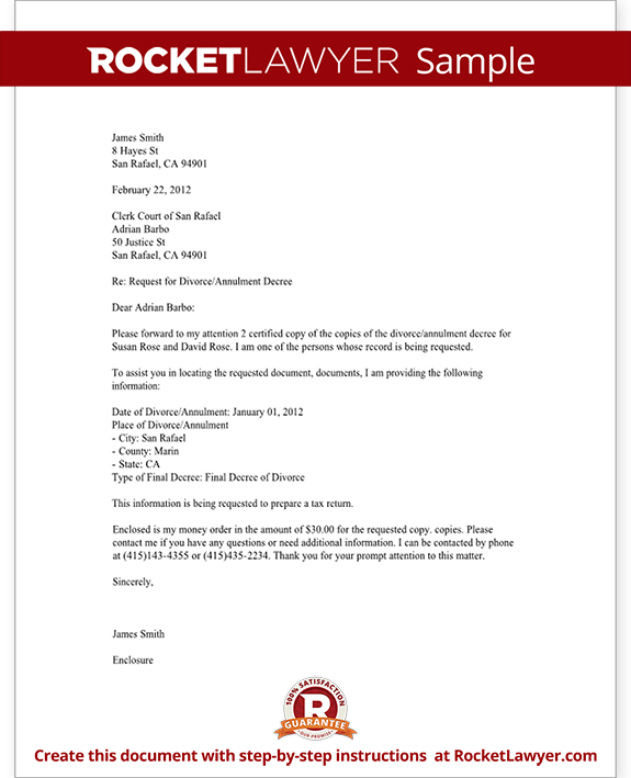 Divorce Records Request Letter (Template With Sample) Divorce Records Request Letter (Template With Sample)