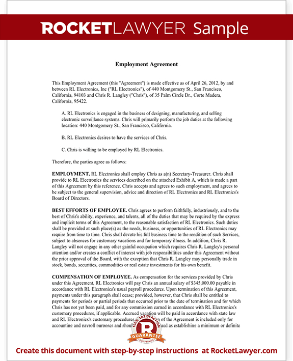 Executive Employment Agreement Contract Template with Sample