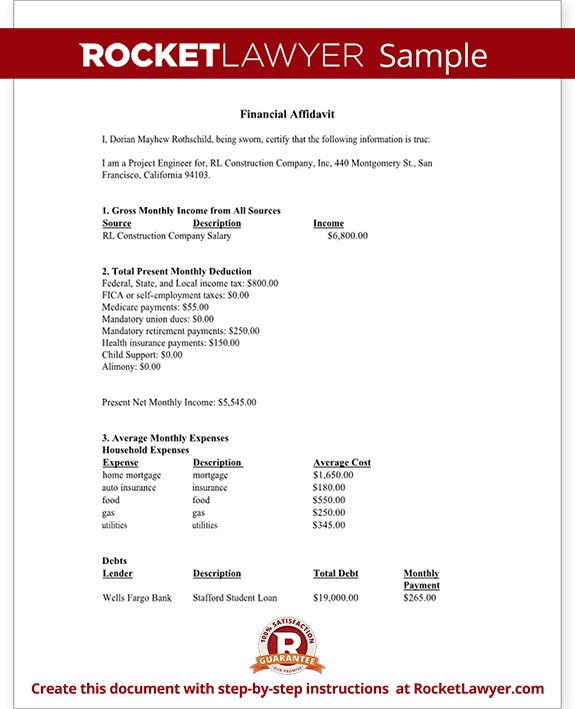 financial affidavit financial affidavit form financial disclosure affidavit financial affidavit financial affidavit form financial disclosure affidavit