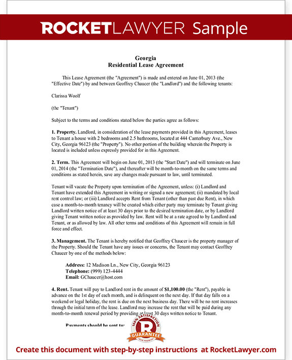Lease Agreement Template Ga Free Georgia Gross