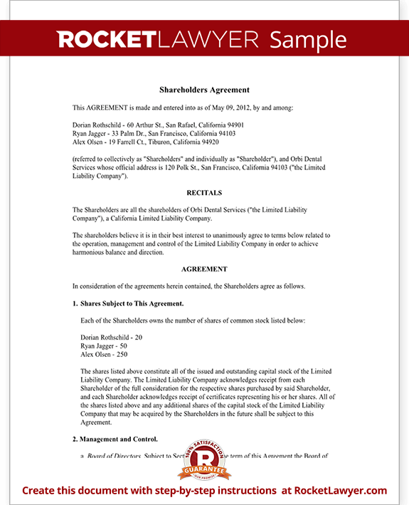 Investment Agreement Template Doc from www.rocketlawyer.com