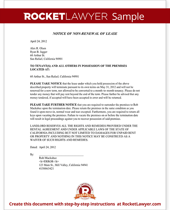 Not Renewing Lease Letter From Landlord from www.rocketlawyer.com