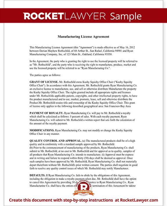 manufacturing agreement template manufacturing license agreement template rocket lawyer manufacturing agreement template manufacturing license agreement template rocket lawyer