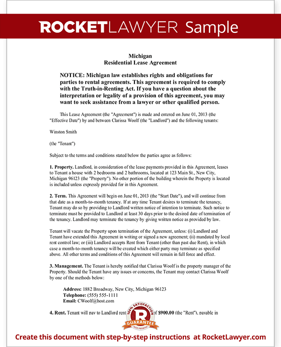 michigan lease agreement